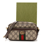 GG Supreme Monogram Textured Dollar Calfskin Web Mini Ophidia Convertible Shoulder Bag Beige Ebony New Acero