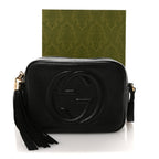 Pebbled Calfskin Small Soho Disco Bag Black