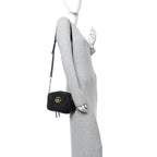 Calfskin Matelasse Small GG Marmont Chain Shoulder Bag Black
