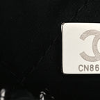 Denim Quilted Floral Print Mini Chanel 22 Black Grey
