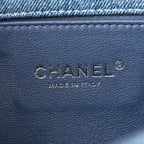 Denim Quilted Medium Boy Flap Blue