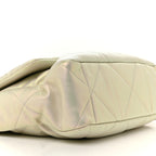 Iridescent Calfskin Quilted Large Chanel 19 Flap White
