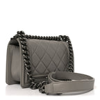 Calfskin Quilted Small Boy Flap Grey