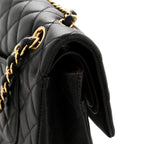 Lambskin Quilted Medium Double Flap Black