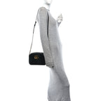 Calfskin Matelasse Small GG Marmont Chain Shoulder Bag Black