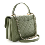 Lambskin Quilted Small Trendy CC Flap Dual Handle Bag Green