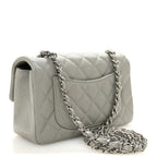 Caviar Quilted Mini Rectangular Flap Light Grey