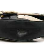 Calfskin Matelasse Super Mini GG Marmont Shoulder Bag Black White