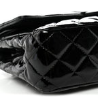 Patent Quilted Medium Double Flap Black