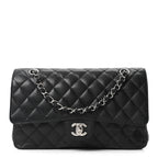 Caviar Quilted Medium Double Flap Black