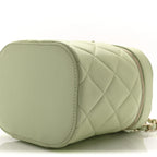 Lambskin Quilted Trendy Vanity Case Sea Green