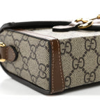 GG Supreme Monogram Mini Horsebit 1955 Shoulder Bag Beige Brown Sugar