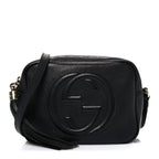 Pebbled Calfskin Small Soho Disco Bag Black