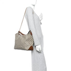 GG Supreme Monogram Large Linea A Hobo Light Brown