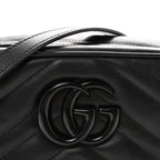 Calfskin Matelasse Monochrome Small GG Marmont Chain Shoulder Bag Black