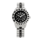 Stainless Steel Diamond Sapphire 33mm Christal Quartz Watch Black