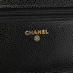 Caviar Quilted Wallet on Chain WOC Black