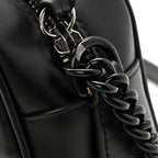 Calfskin Matelasse Monochrome Small GG Marmont Chain Shoulder Bag Black