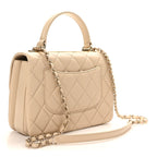Lambskin Quilted Small Trendy CC Dual Handle Flap Bag Light Beige