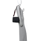 GG Supreme Monogram Appia Calfskin Web Crossbody Bag Black Grey