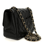 Lambskin Quilted Mini Square Flap Black