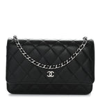 Caviar Quilted Wallet on Chain WOC Black