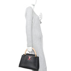 Taurillon Capucines MM Black Beige Red