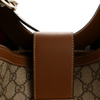 GG Icon Monogram Padlock Shoulder Bag Beige Dark Brown