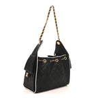 Braided Raffia Calfskin Quilted Small Chanel 25 Handbag Black White