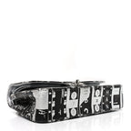 Lambskin Graffiti Printed Medium Double Flap Black Silver