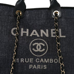 Woven Straw Raffia Large Deauville Tote Black