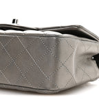Metallic Lambskin Quilted Mini Rectangular Flap Silver