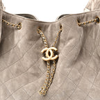 Suede Quilted Medium Chanel 25 Handbag Grey