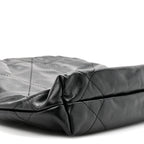 Shiny Calfskin Quilted Pearl CC Chain Mini Chanel 22 Black