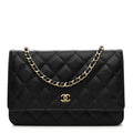 Caviar Quilted Wallet on Chain WOC Black
