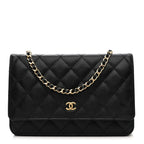 Caviar Quilted Wallet on Chain WOC Black