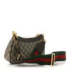 GG Supreme Monogram Textured Dollar Calfskin Web Small Ophidia GG Handbag Beige Ebony New Acero