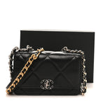 Lambskin Quilted Chanel 19 Wallet On Chain WOC Black