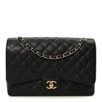 Caviar Quilted Maxi Double Flap Black