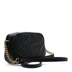 Calfskin Matelasse Small GG Marmont Chain Shoulder Bag Black
