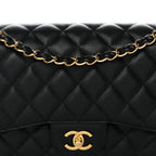 Caviar Quilted Jumbo Double Flap Black