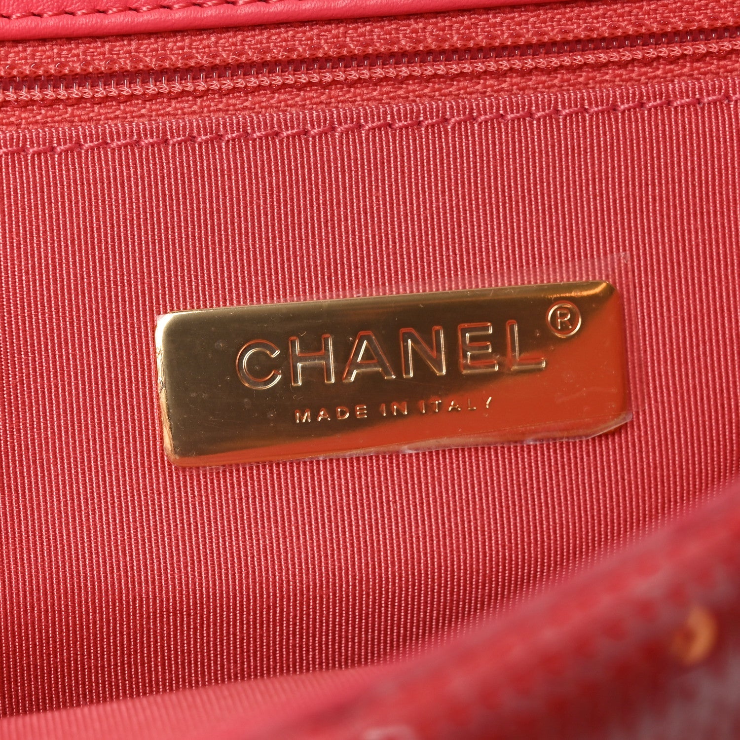 Sequin Quilted Medium Chanel 19 Flap Coral