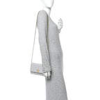 Caviar Quilted Textured CC Wallet on Chain WOC Grey