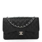 Caviar Quilted Jumbo Double Flap Black