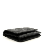 Pearly Lambskin Quilted Wallet On Chain WOC So Black