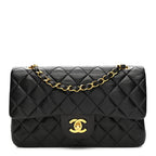 Lambskin Quilted Small Double Flap Black