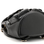 Shiny Caviar Quilted Medium Duma Pockets Drawstring Backpack Black