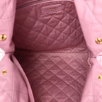Shiny Calfskin Quilted Chanel 22 Drawstring Bag Pink