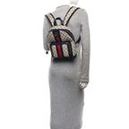 GG Supreme Monogram Textured Dollar Calfskin Web Small Ophidia Day Backpack Beige Blue Black
