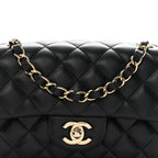 Lambskin Quilted Mini Rectangular Flap Black